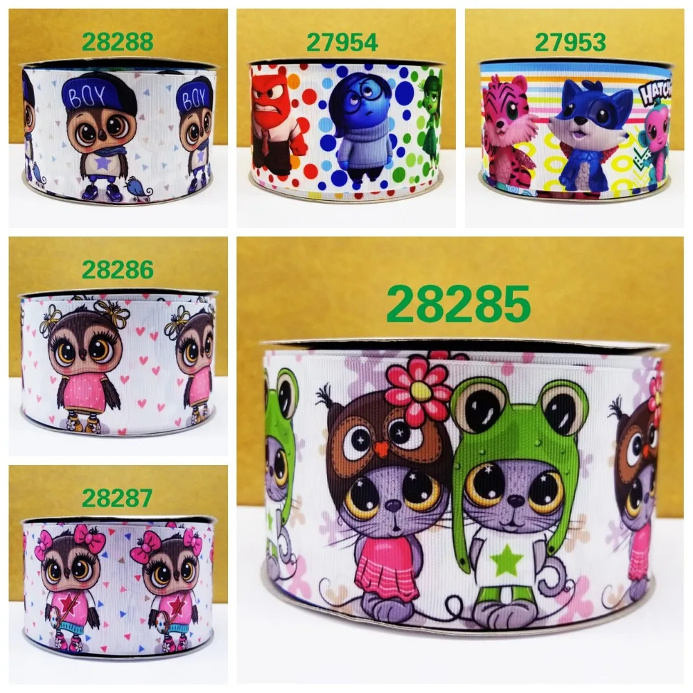

Cartoon printed grosgrain ribbon ,satin ribbon 10 yards . 27953-