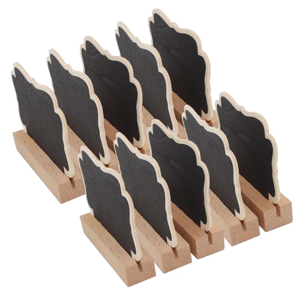 10Pcs Mini Wooden Message Board Chalkboard Memo Letter Sign Display Board for Store Home Kitchen Garden
