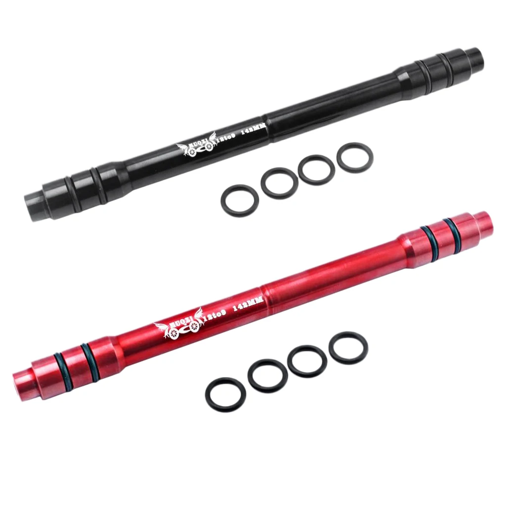Mountain Bike Bicycle 12mm to 9mm Thru Axle Hub Quick Release Adapter Converter Aluminum Alloy Bicycle Parts 142mm Black/Red