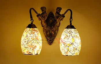 

light European Beige fireworks glass mermaid wall lamp retro pastoral minimalist living room bedroom wall light DF95
