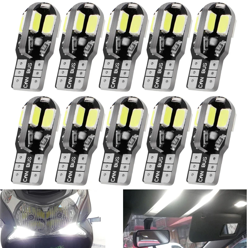 

10PCS T10 W5W T10 led canbus 194 168 5730 t10 8SMD Canbus NO ERROR 12V Car Auto Bulbs Indicator Light Parking Lamp car styling
