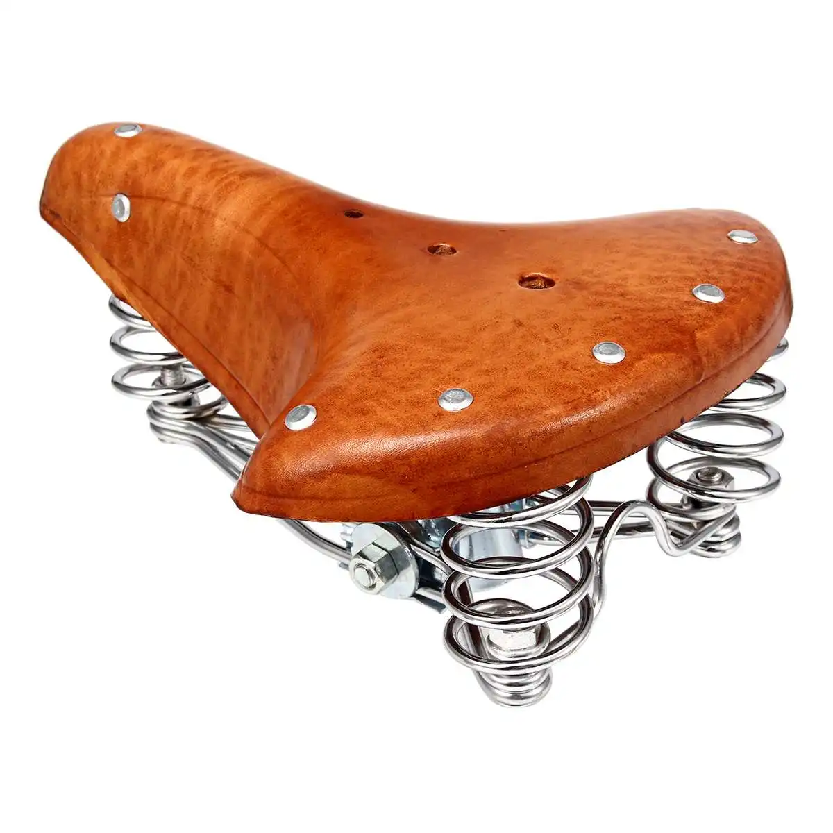 

Brown Vintage Genuine Leather Bicycle Saddle Seat Comfortable Riding Cushions Bike Saddle Bicycle Parts Replacement