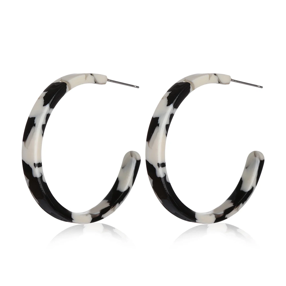 

1 Pair Fashion Acrylic Earrings Tortoise Shell round Earrings Solid Color Resin Hoop Earrings Lightweight for Women