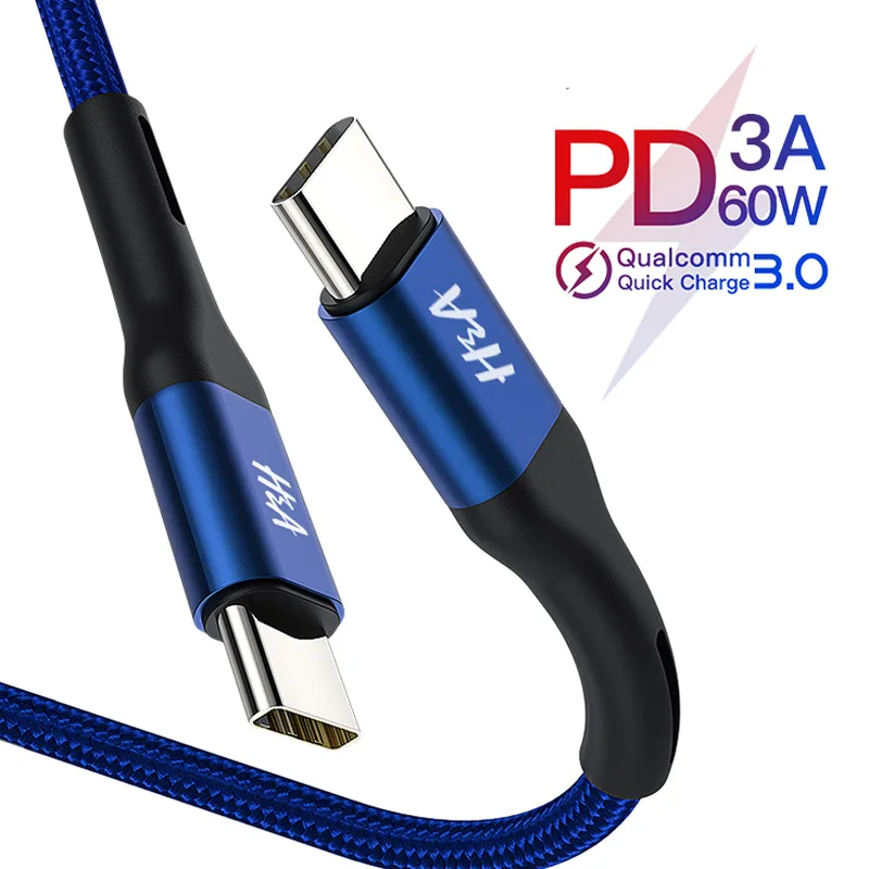 

USB 3.0A Type C to USB C Cable for Samsung S10 S9 S8 Note 9 8 60W 3A Quick Charge QC3.0 USB-C Fast Charger Cable for MacBook Pro