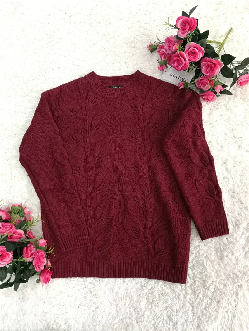 Женский вязаный свитер RUGOD с узором в виде листьев, Осень-зима, теплый вязаный пуловер, женские свитера, Befree Sueter Mujer