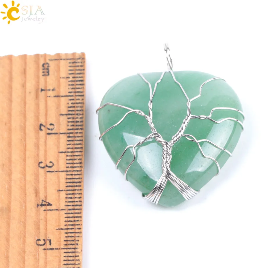 CSJA Tree of Life Wire Wrapped Love Heart Necklace & Pendant