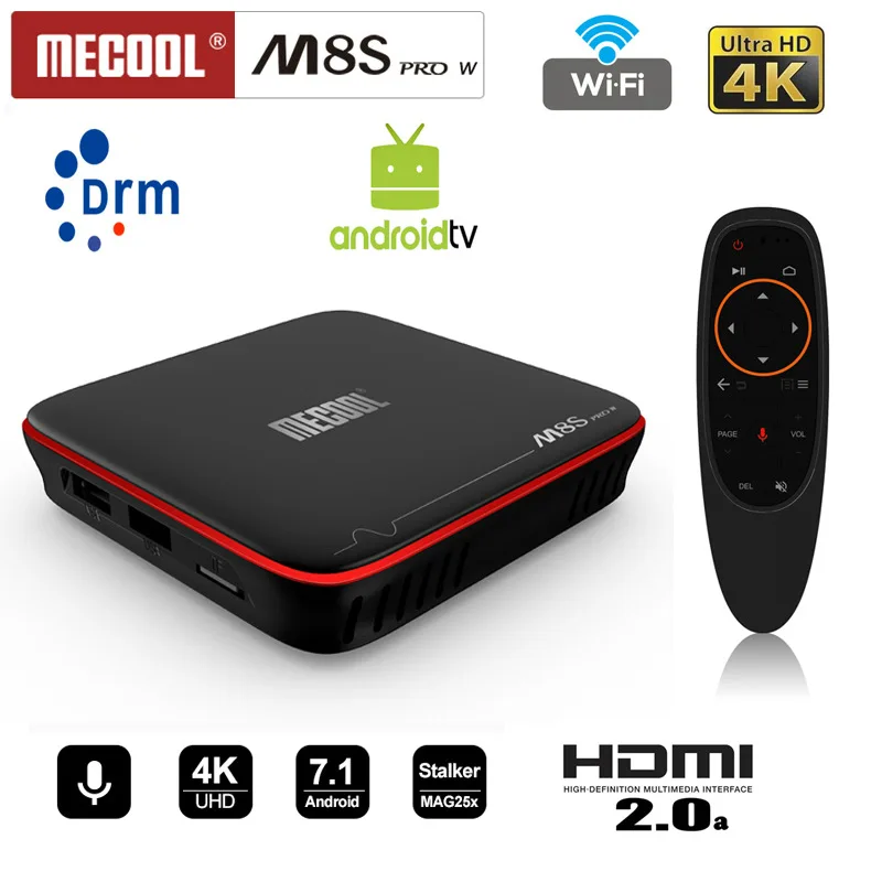 

MECOOL Android 7.1 TV Box M8S PRO W Amlogic S905W Quad Core 2GB RAM DDR3 16GB 4K 1080P 2.4G Wifi set top box Voice Control box