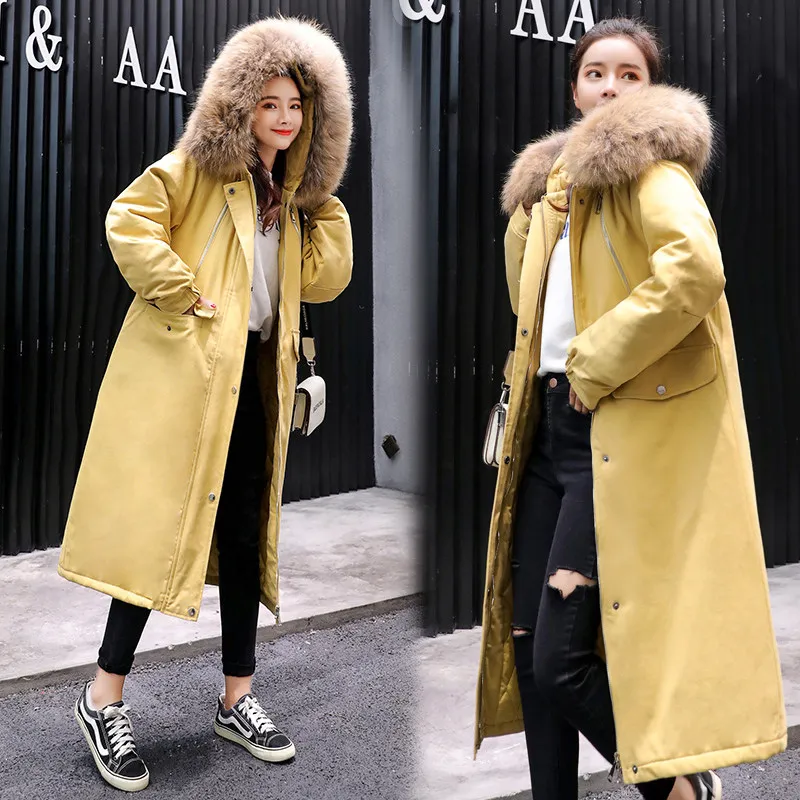 Rembourré Tops Hiver Femme Taille Fourrure Manteaux M Noir Parka Le Col blanc Longue jaune Femmes gris Faux Coton Vêtements 2xl 2018 Vers Grande De Bas Veste x76O8pwWq