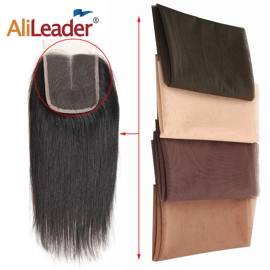 Alileader 46Cmx51Cm Swiss Lace Net Hairnet Closure Wig Making Tools Brown Lace Wig Cap Accessories Wig Caps Net For Making Wigs