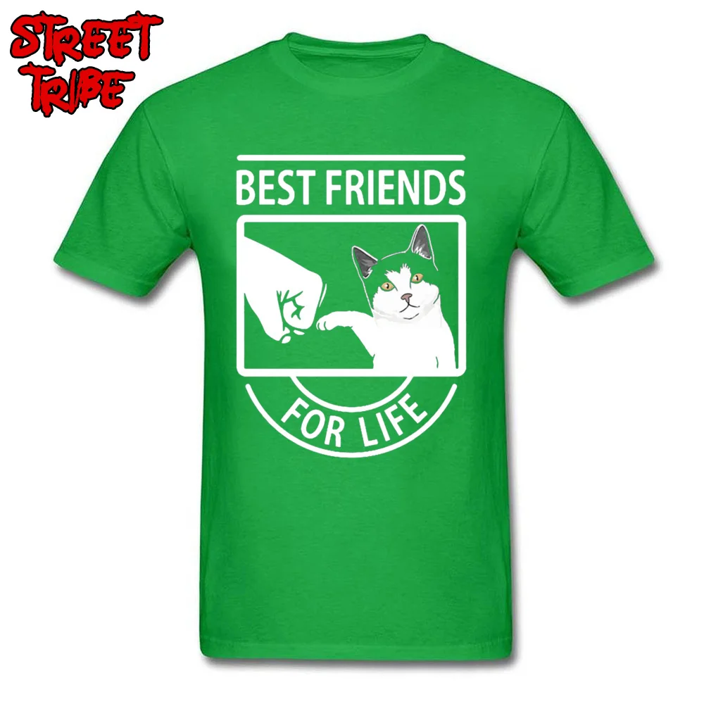 Casual Personalized Mens T Shirts Prevalent Summer/Fall Short Sleeve O Neck 100% Cotton Fabric Tees Simple Style Tee Shirts Cat Best Friends For Life 4643 green