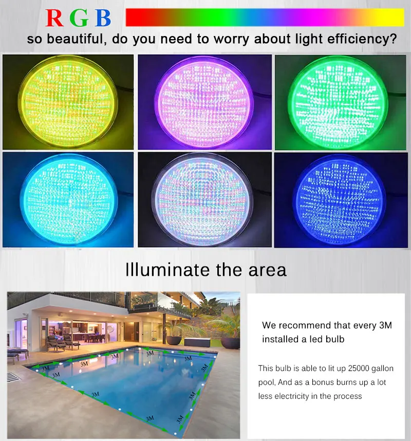 HOTOOK bajo el agua PAR56 IP68 Piscina LED luz RGB Piscina lámpara Piscina blanco 35 W 12 V empotrada Pour luz estanque Para fuente HOTOOK bajo el agua PAR56 IP68 Piscina LED luz RGB Piscina lámpara Piscina blanco 35 W 12 V empotrada Pour luz estanque Para fuente