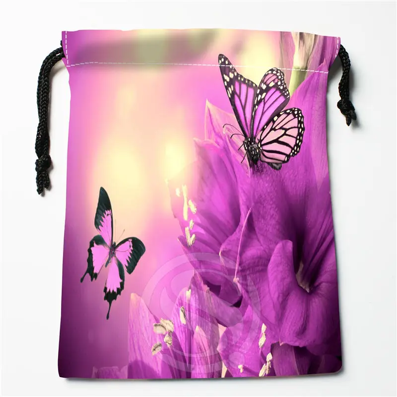 Q-52 New butterfly FLOWER art Custom Logo Printed receive bag Bag Compression Type drawstring bags size 18X22cm Q801!L52 | Дом и сад
