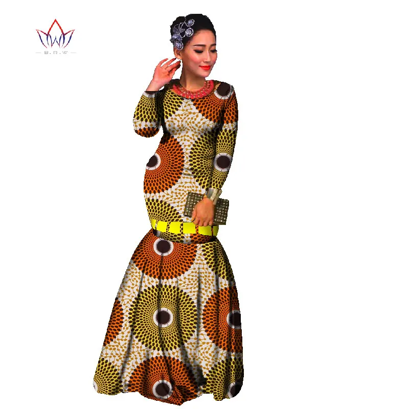 Облегающее плюс размер женщин традиционные африканские Длинные рукава бренд одежды Африки Воск Дашики тонкий Вырезать Сексуальное Платье БРВ wy779