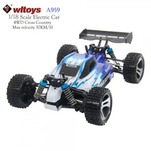 WLtoys A959 д/у высокая скорость Электрический Автомобиль 2,4G 1:18 весы 4WD с приводным валом внедорожник Buggy транспортное средство с дистанционным управлением RTF 50 км/ч