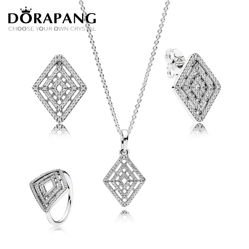 

DORAPANG High Quality 100% 925 Sterling Silver Jewelry Suit Geometric Line Original Ring Charm For Women Jewelry DIY Gift