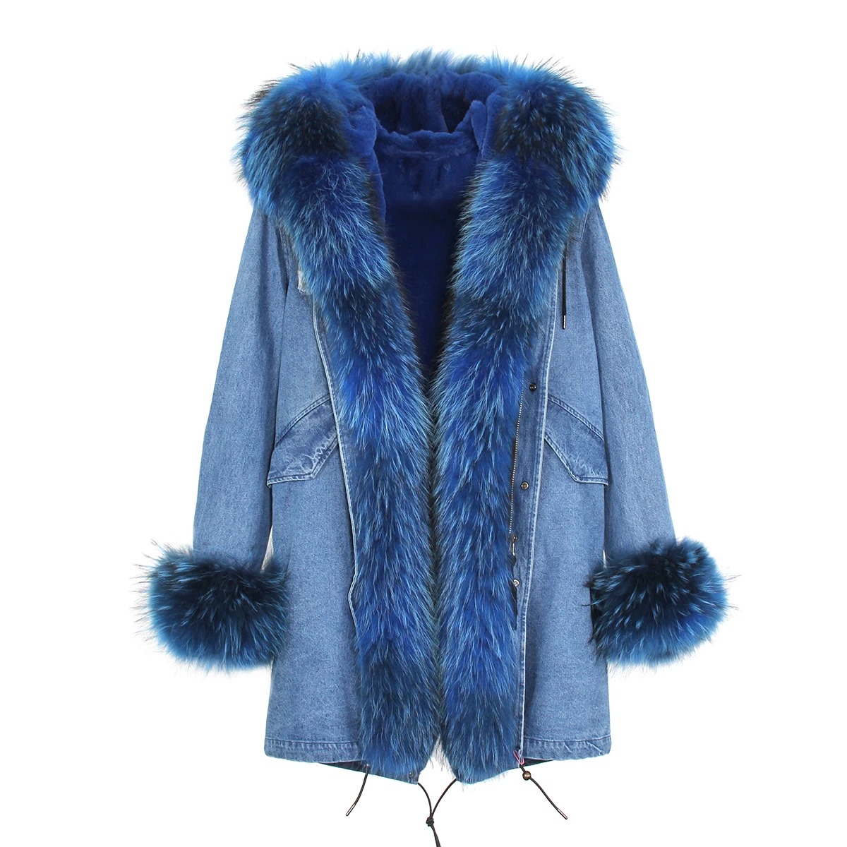 JAZZEVAR Новинка женское пальто модные большой raccon меховой воротник манжеты пальто с капюшоном роскошные мужские парки теплая верхняя одежда зимняя куртка