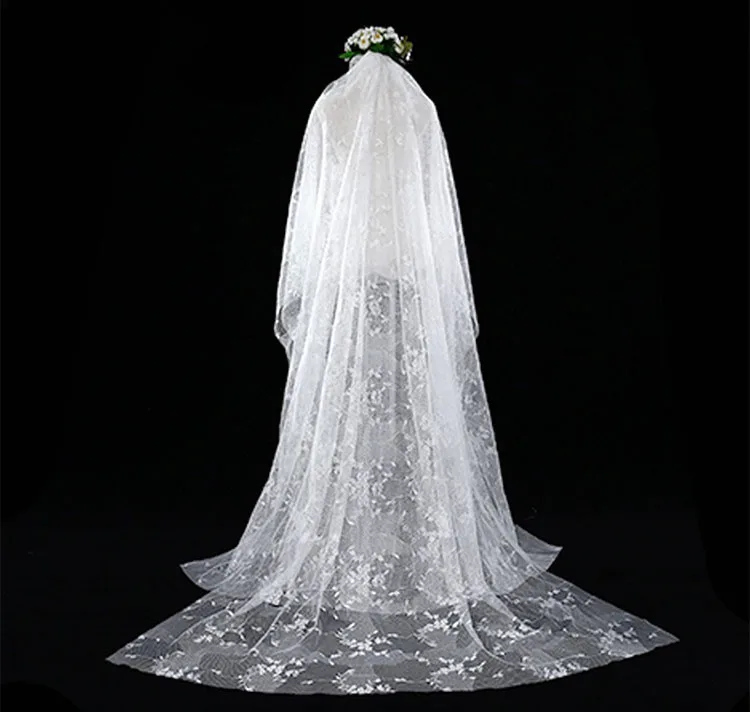 Black Wedding Veils with Comb 2 Meters Long White Bridal Veils Hair Accessories