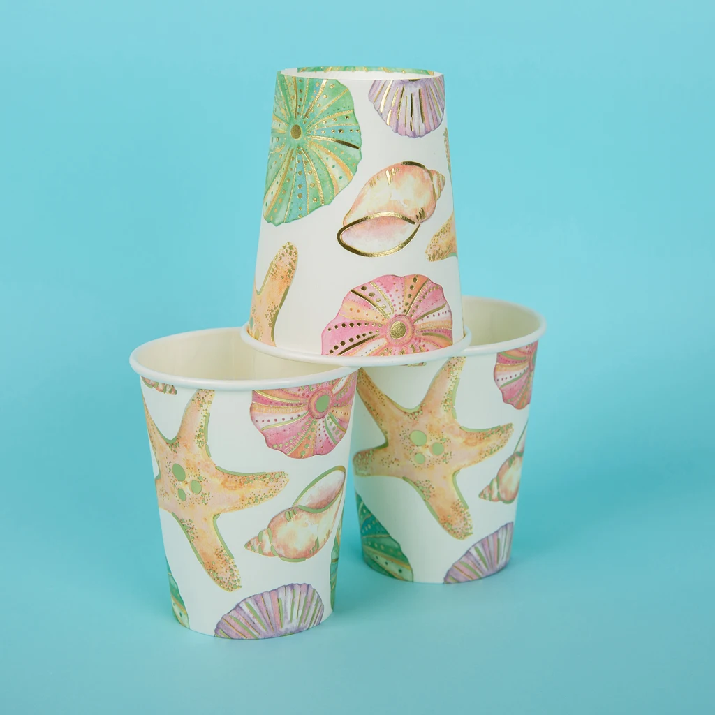 20pcs Starfish Sea Snail Disposable Cup Birthday Party Tableware Decoration