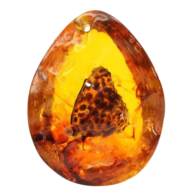 

New Artificial Insect Butterfly Simulated Ambered Resin Irregular Pendant Beeswax Stone For Punk Chic Women Men Jewelry