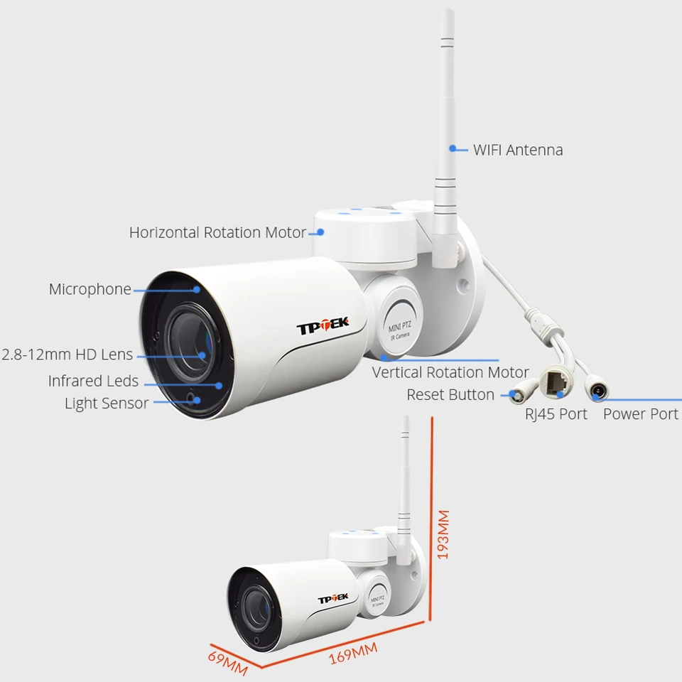 1080P 2MP PTZ IP Camera WiFi Bullet Outdoor Wireless WiFi Waterproof Camera CCTV Security Surveillance 4X Optical Zoom IP Camara