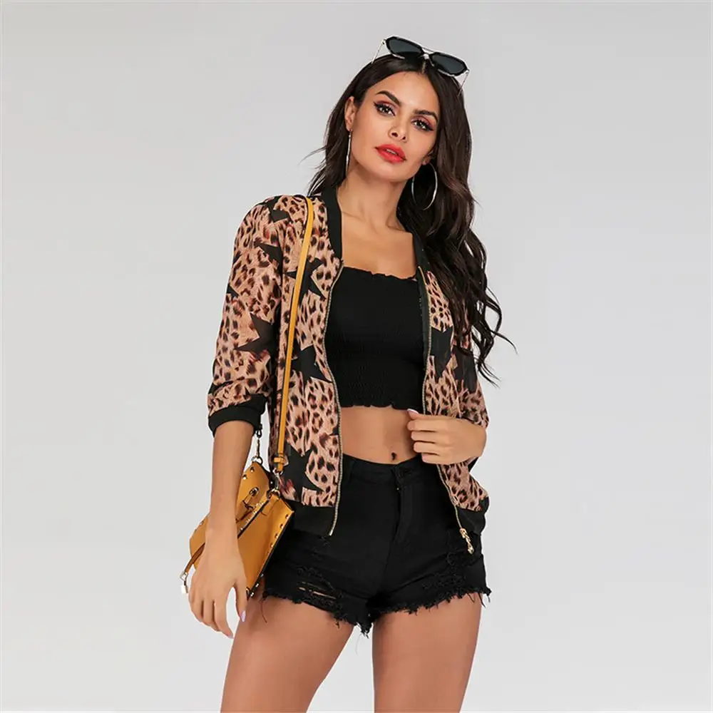 

2019 Brand New Fashion casual printed zipper jacket female