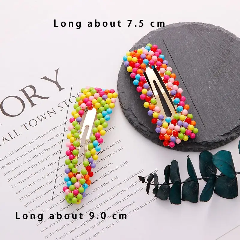 New Cute Colorful Beads Waterdrop Rectangle Hairpins For Women Girls Headbands Hair Clip Barrettes Fashion Hair Accessories