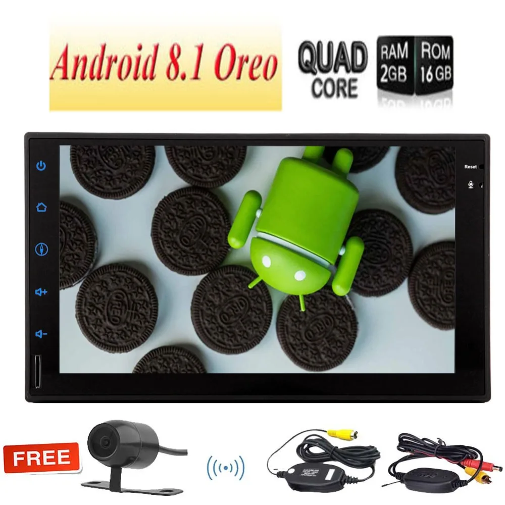 Беспроводная задняя камера + Android 8 1 четырехъядерный двойной 2 Din Автомобильная