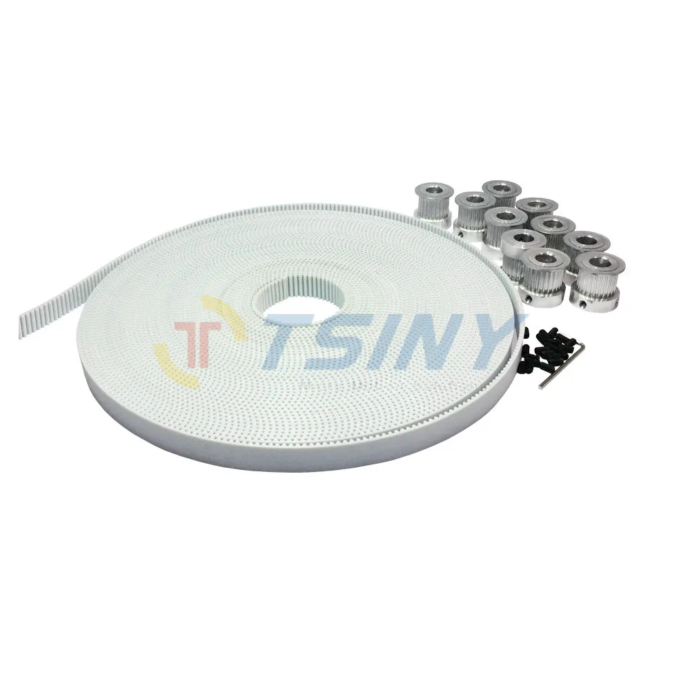 

10pcs HTD 24 Teeth 3M Timing Pulley Bore 6/6.35/8/10/12/14mm+10Meter 3M White Open Ended Timing Belt Width 15mm for CNC Machines