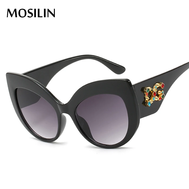 

New Fashion Cat Eye Sunglasses Women Brand Design Diamond Frame Gradient Ladies Oversized Sun Glasses for Female UV400