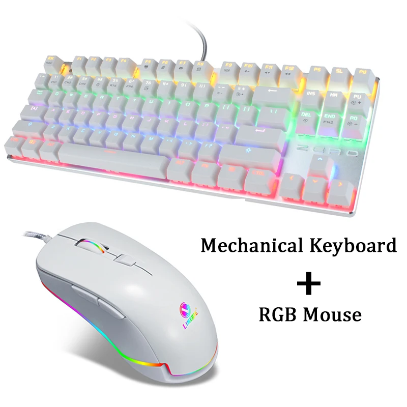 

Metoo ZERO 87 104 Key Red Blue switch Gaming Mechanical Keyboard Mouse Combos USB Wired Full Key LED Backlight ProRGB Mouse