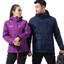 Winter Waterproof Hiking Jacket Women Men Fleece Outdoor Sport Thermal Brand Coat Camping Trekking Skiing 2 Pieces Jacket Men new winter 3in1 outdoor jacket men skiing trekking coat windstopper waterproof hiking camping jaqueta masculino fleece liner