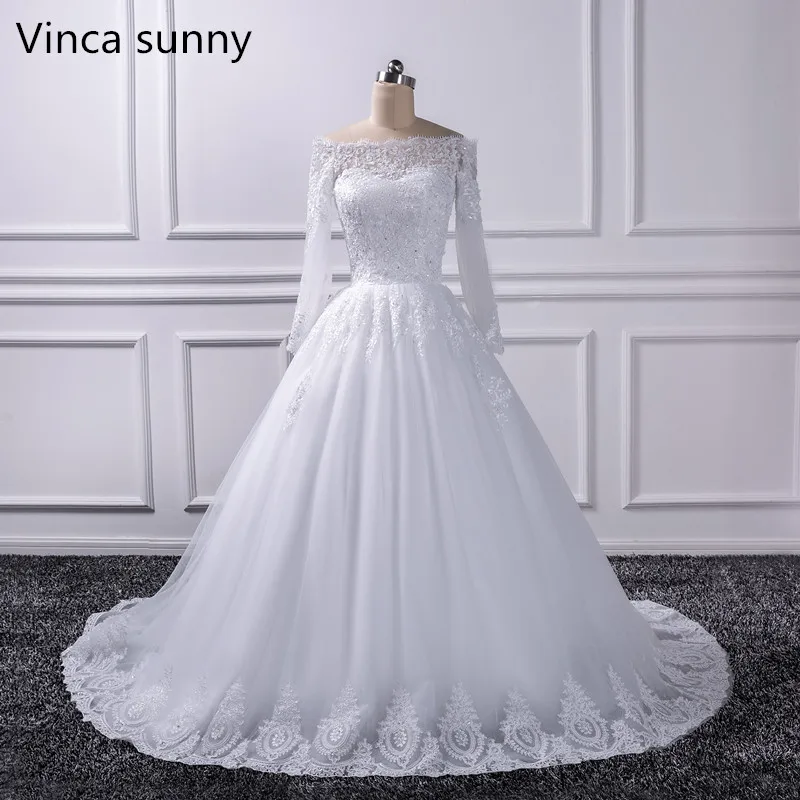 Long Sleeve Lace Vintage Princess Wedding Dress
