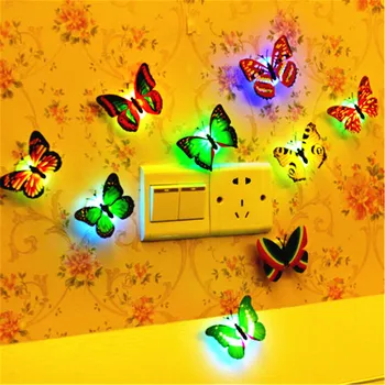 

5pcs Colorful Changing Butterfly LED Night Light Lamp Home Glow In The Dark Room Party Desk Wall Decor