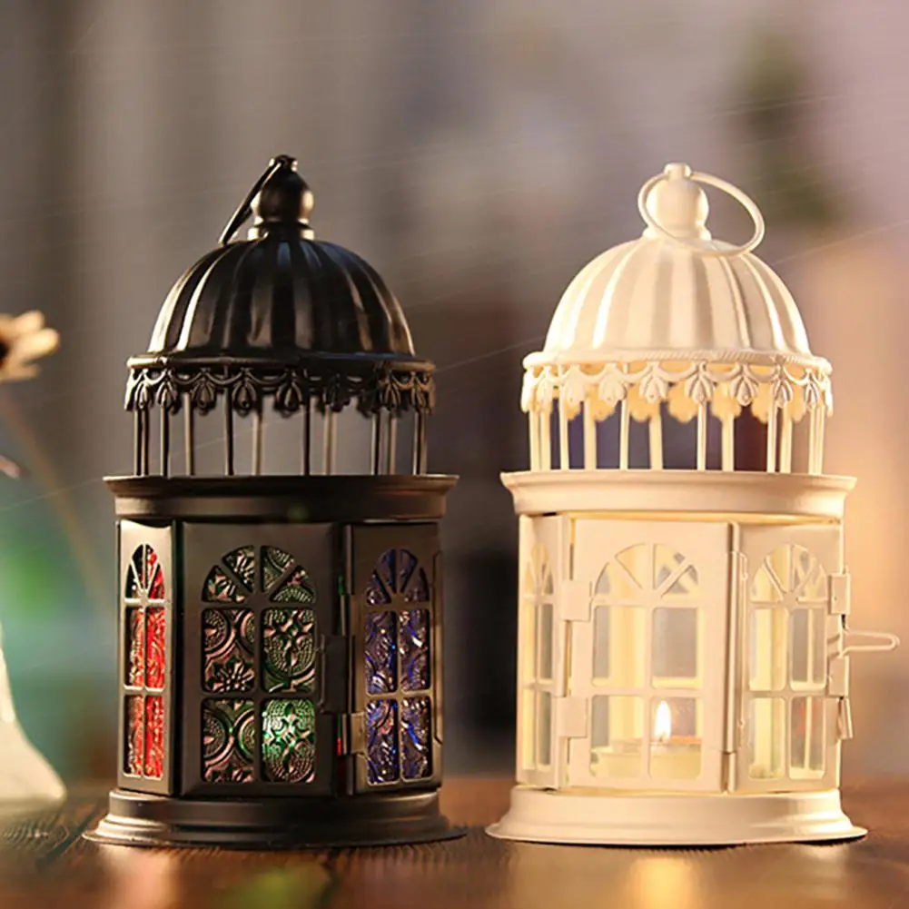 Buy European Style Hollow Hanging Iron Castle Lamp Stand Candle Light Holder