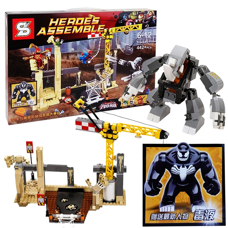

SY511 SuperHeroes Ultimate Spider-man Sandman Rhino Iron Spider Bulding Blocks  Bricks  Model Kids Gift Toys for Children