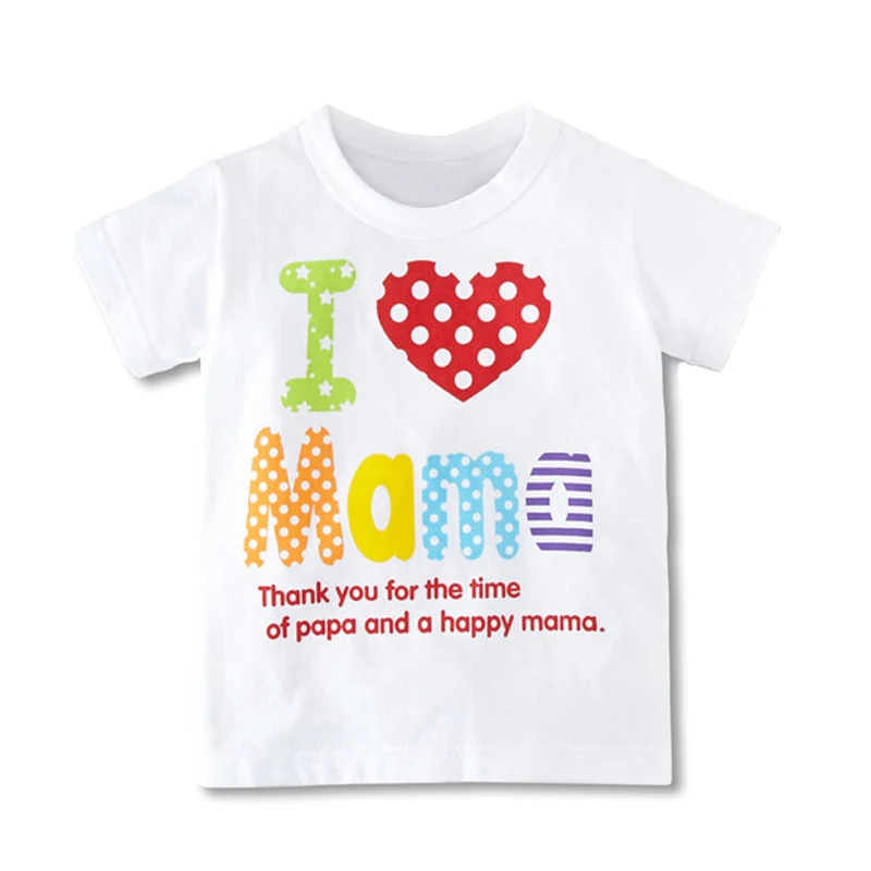 Top Quality Boys Girls T Shirt Summer Tops I Love Pa Pa Ma Ma Series Children's Clothing Baby