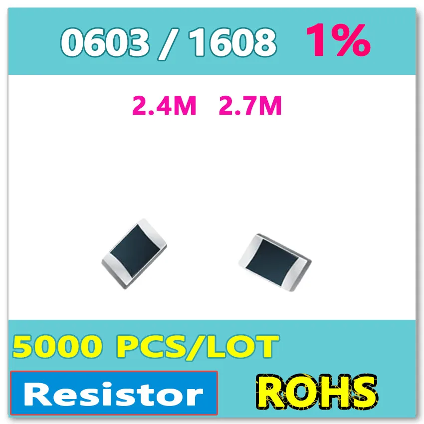 

JASNPROSMA OHM 0603 F 1% 5000 шт 2,4 М 2,7 м smd 1608 резистор