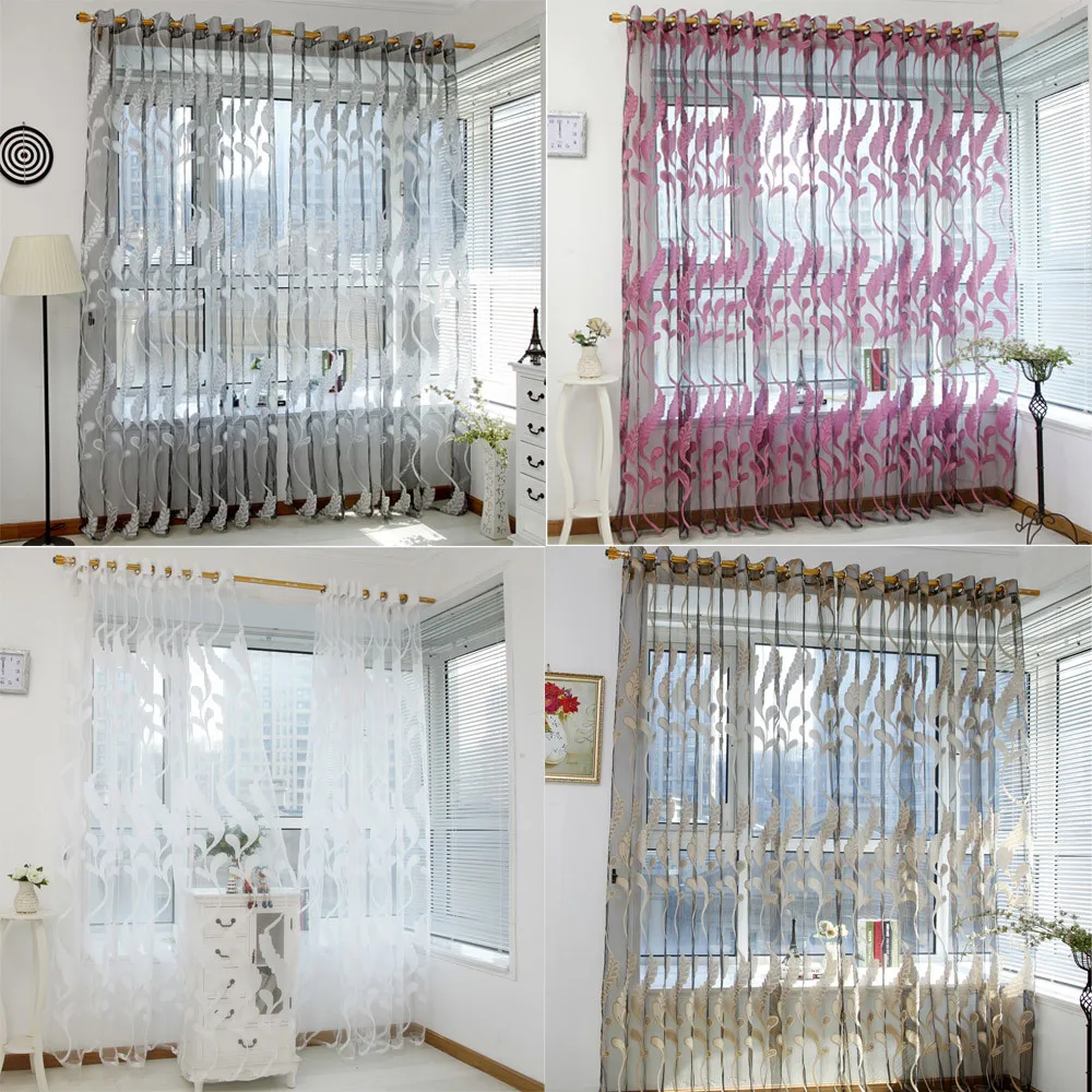 

Wheat Sheer Curtain Tulle Window Treatment Voile Drape Valance Panel Fabric curtains for bedroom rideaux pour le salon 3.674