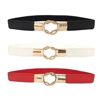 

New PU Leather Buckle High Stretchy Belt Women Slim Waistband Fashion Thin Skinny Waist Belt