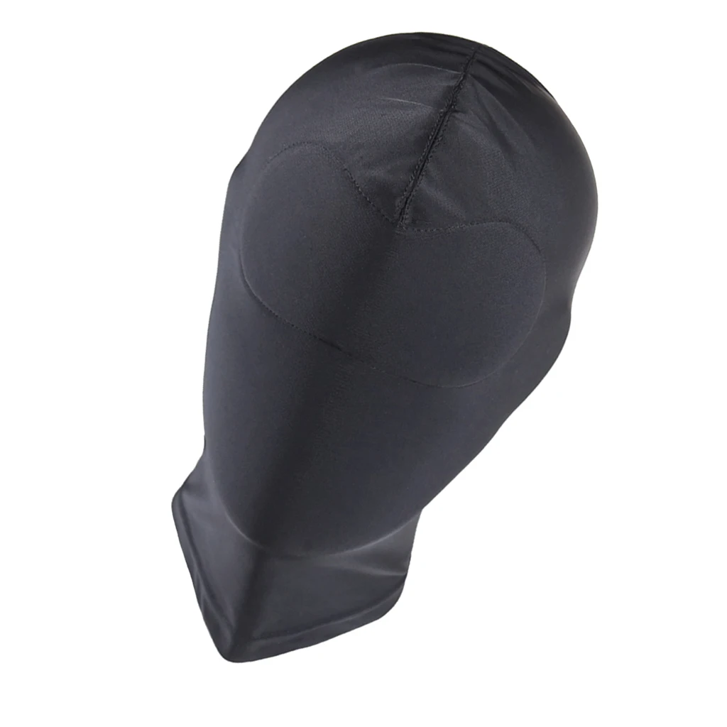 Unisex Breathable Black Full Face Cover Spandex Zentai Costume Mask Hoods