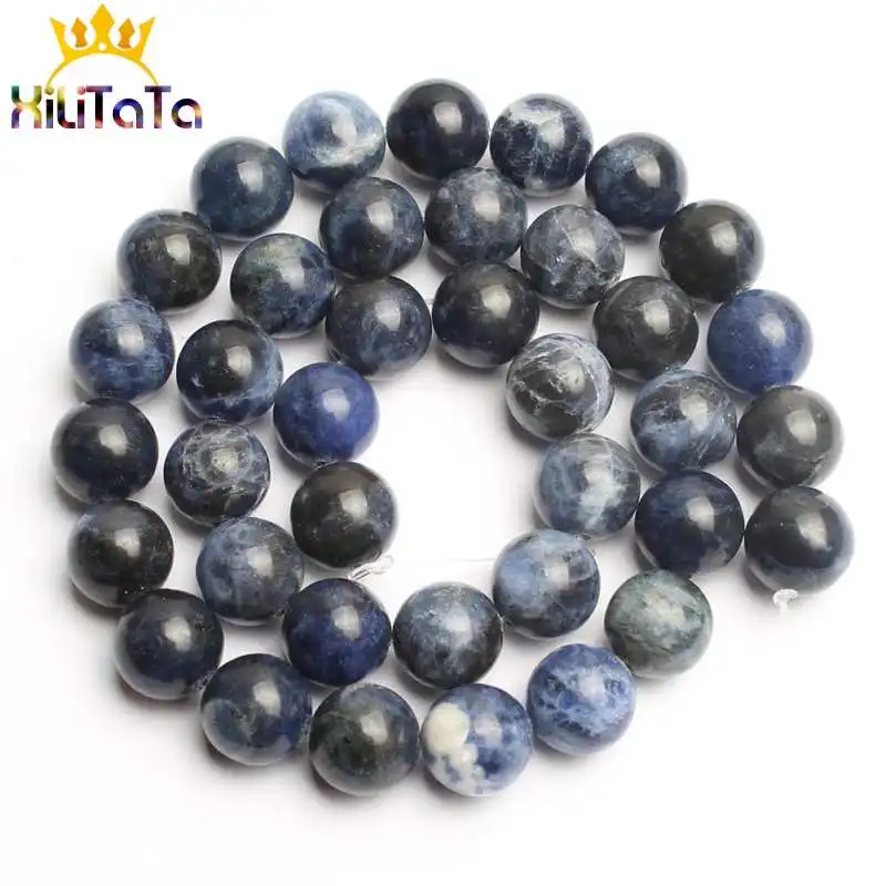 Natural Old Blue Sodalite Stone Beads Round Loose Spacer Beads 15'' 4/6/8/10/12mm For Jewelry Making DIY Bracelet Necklace Charm