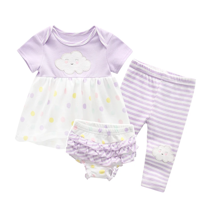 

2019 newborn baby girl short-sleeved party activity prom dress clothes summer fashion pop clothing suit baby
