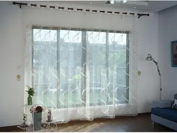 

European Embroidered Voile Curtains Bedroom Sheer Curtains for Living Room Tulle Window Curtains/Panels Window Screening