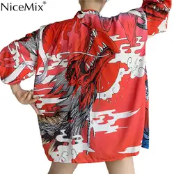 NiceMix Harajuku кимоно печати юката косплэй для женщин топы корректирующие кардиган рубашки для мальчиков лето 2019 свободные японские Блузки Топ