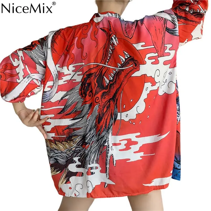 

NiceMix Harajuku Kimonos Print Yukata Cosplay Women Tops Cardigan Shirts Summer 2019 Loose Japanese Blouses Thin Tops
