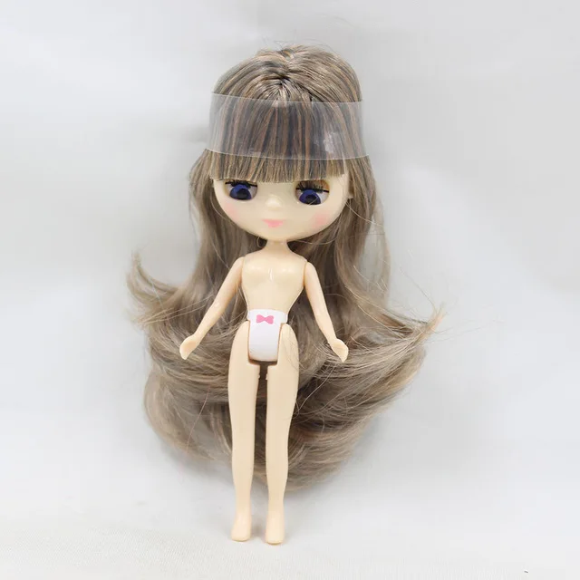 Мини Blyth Обнаженная кукла 10 см разные цвета волос с случайным платьем с челкой нормальное тело DIY модные игрушки - Цвет: Item 4