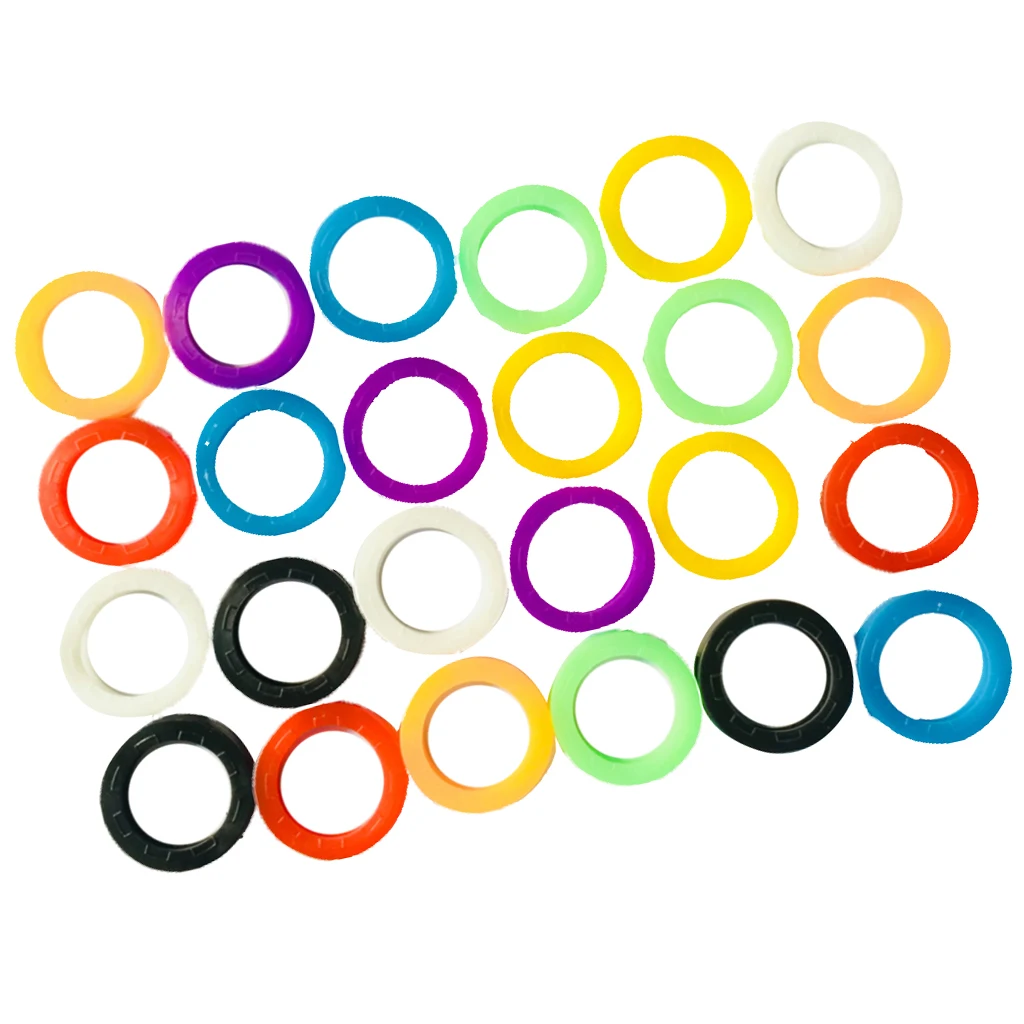 24 Pcs Assorted Color Multicolor Soft Round Key Locks Keys Cap Key Covers Topper Keyring