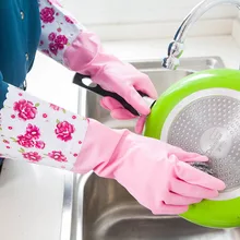 Чистящие Инструменты Домашние перчатки плюс бархат для мытья посуды на кухне Прачечная латексные перчатки прочные резиновые перчатки водонепроницаемые