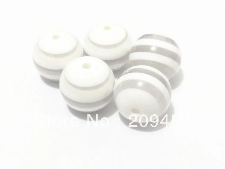

Wholesael Chunky Beads ! 20mm-100pcs white striped resin beads,chunky jewelry beads