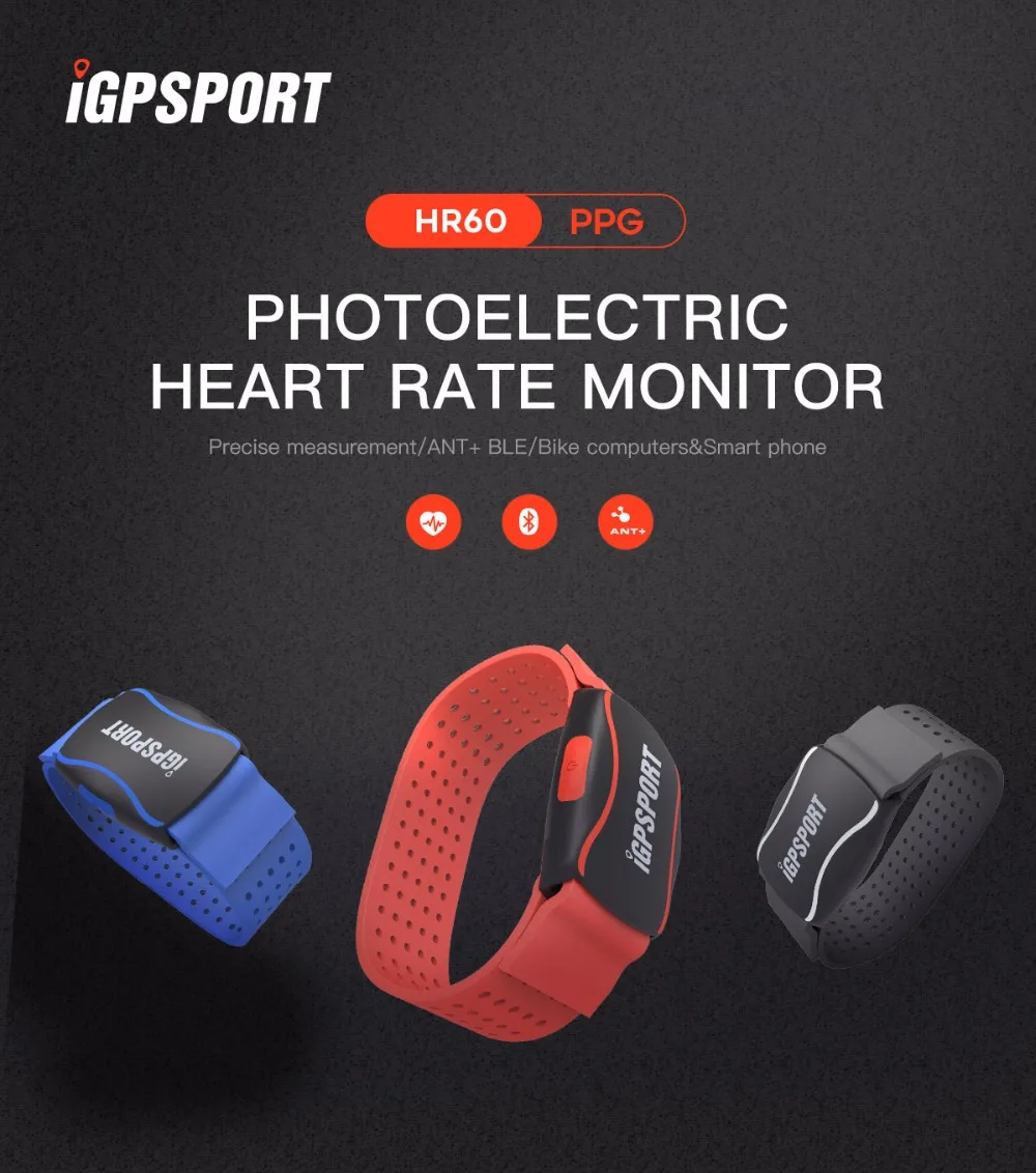  iGPSPORT HR60 Bicycle Cycling Heart Rate Monitor ANT+ Wireless GPS Heart Rate Portable Arm Strap Sp